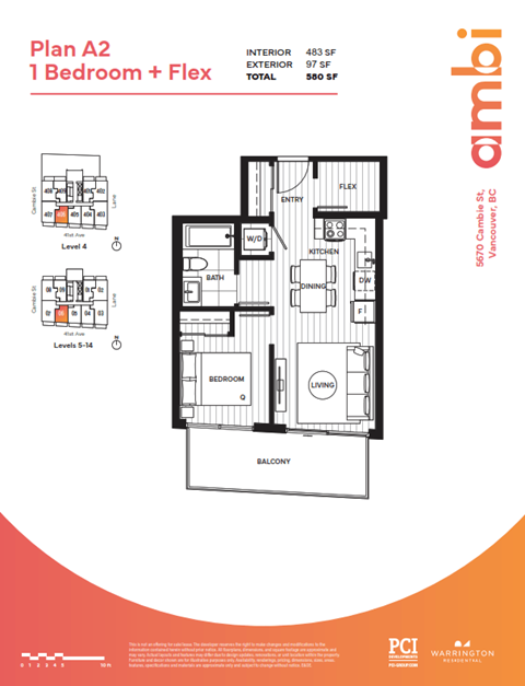 Floor plan for 1 bed, 1 bath, 483 sqft